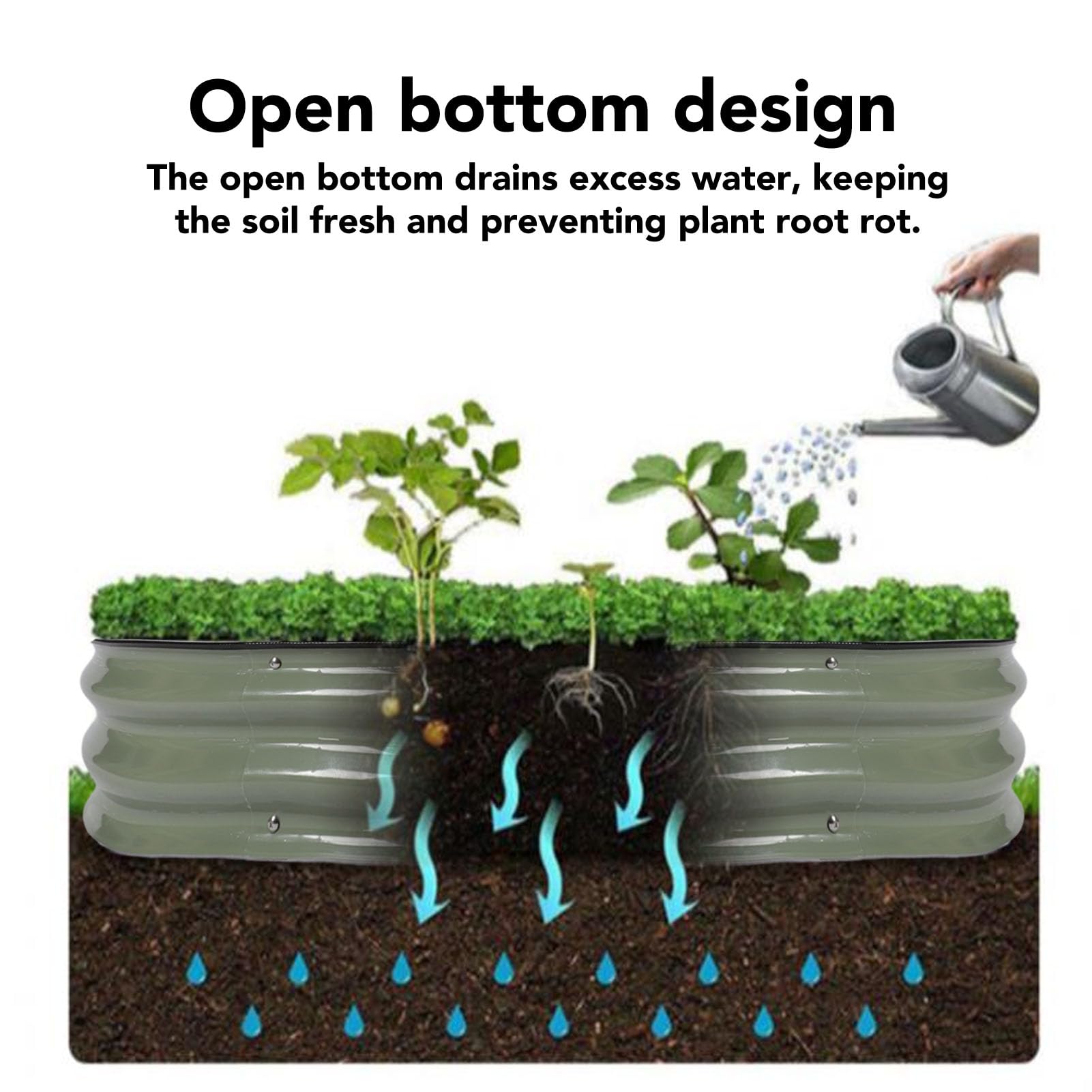 flexman Round Raised Garden Bed, 42.1 X 7.9 Rounded Edges Open Bottom Metal Raised Planting Bed with Hex Wrench for Families Streets Gardens Hotels Villas Vegetables Flowers (Light Green)