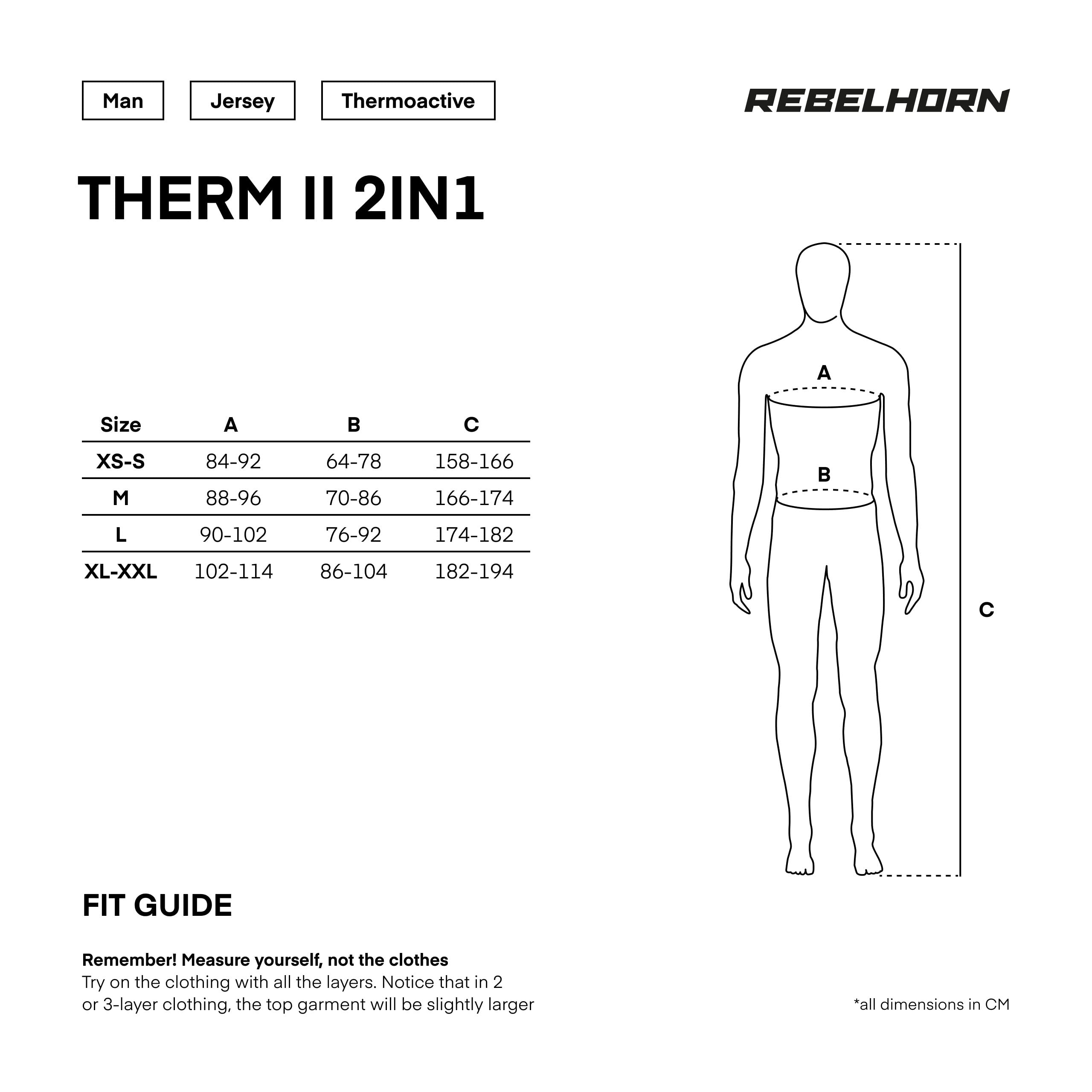 REBELHORN bielizna funkcyjna Mężczyźni therm ii 2w1 (1 w zestawie)