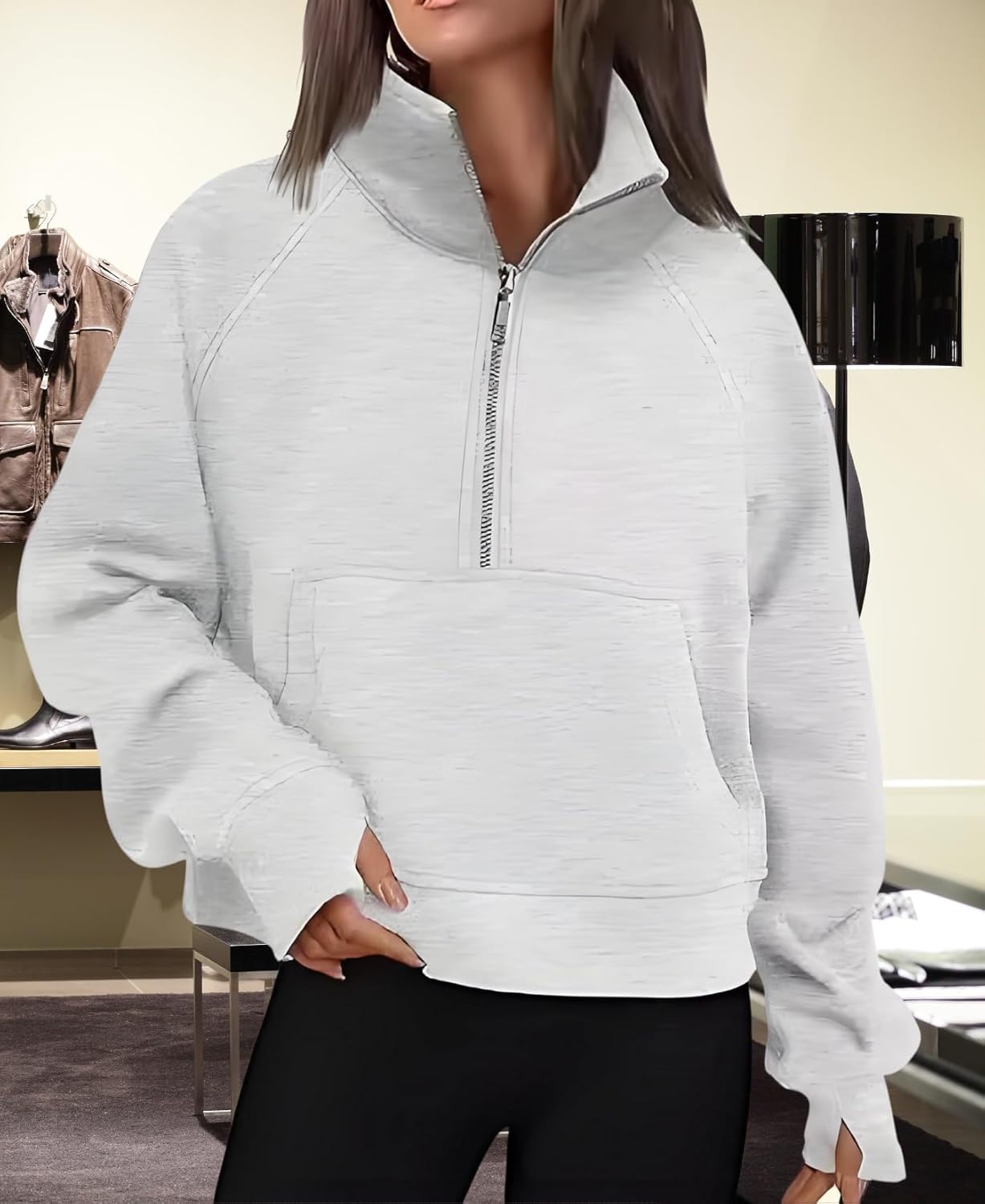 Women's Quarter-Zip Pullover - Fleece Oversized Sweatshirt Casual Fall Fashion Top for Women - Image 2