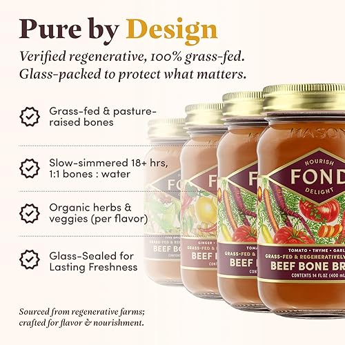 Miniatura 3 de FOND Caldo regenerativo de hueso de res alimentado con pasto  Caldo de carne a fuego lento para un sabor rico y nutritivo, rico en nutrientes,