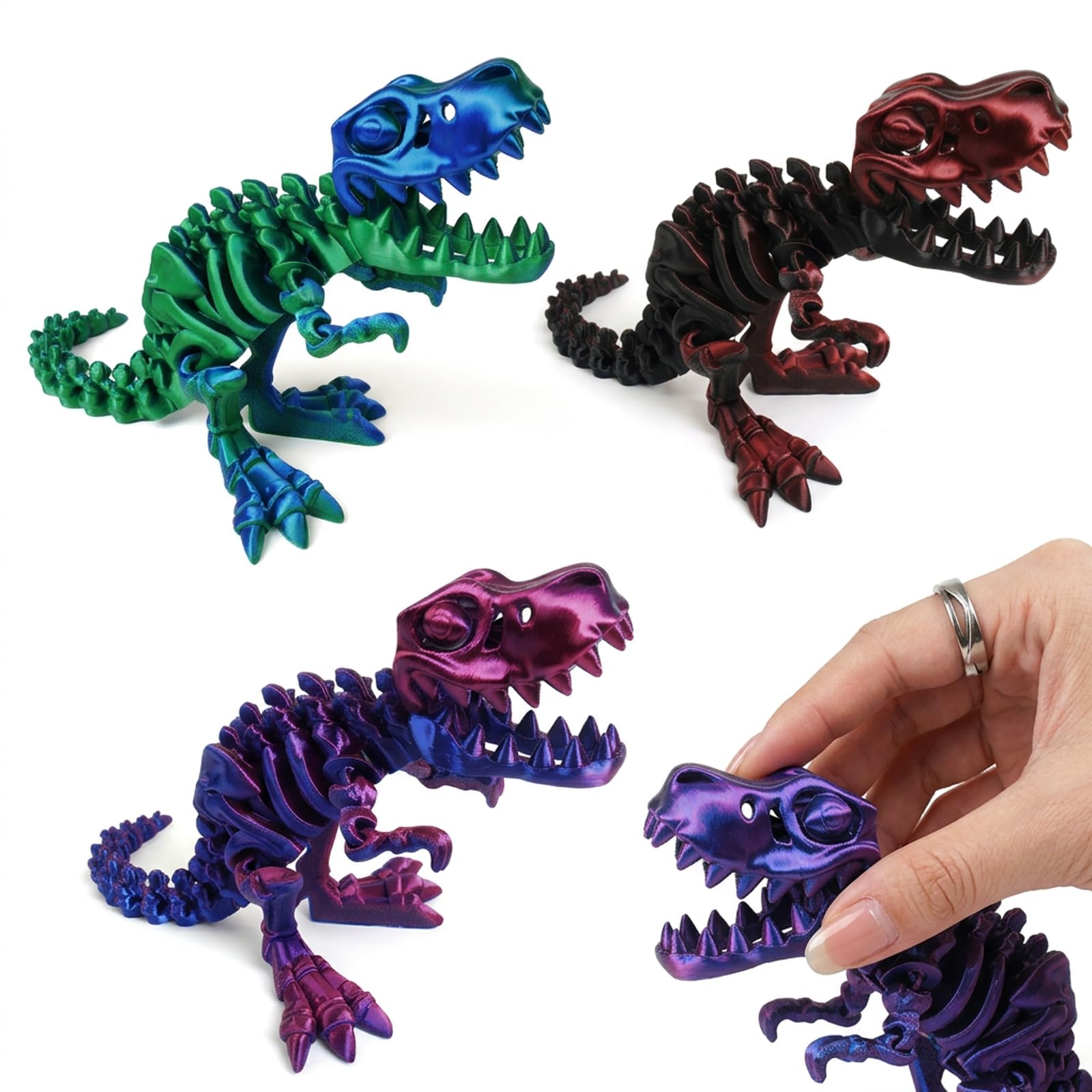 3Pcs 3D Printed Dinosaur, 3d Printed Animals, Multi Scene Placement Ornament Delicate Craft Artwork, Suitable for Home Desktop Study Shelf Living Room Display Collector and Decoration Enthusiast