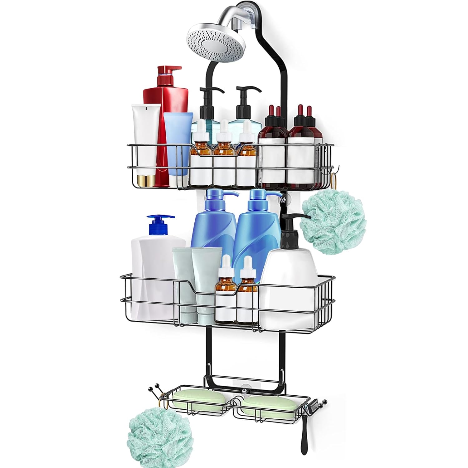 anyshwu Shower Caddy Hanging White Plastic Unisex 13 Inches Deep x 6 Inches Wide x 4 Inches High