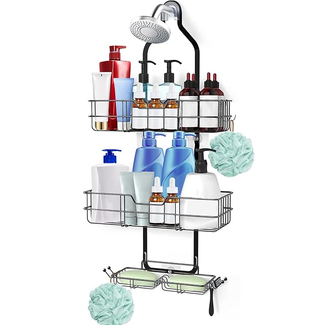 anyshwu Shower Caddy Hanging White Plastic Unisex 13 Inches Deep x 6 Inches Wide x 4 Inches High