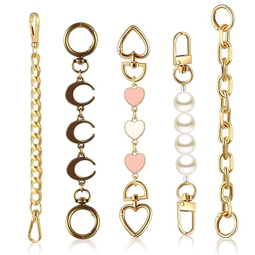 Remuuly 5 Pcs Purse Strap Extender Golden Bag Extender Chain Metal Bag Replacement Handbag Chain Purse Making Supplies (Stylish) - Stylish