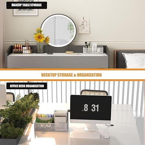 Miniatura 5 de orbixa Organizador de almacenamiento para debajo del escritorio, malla de metal 3 en 1, almacenamiento lateral de escritorio, uso en el escritorio,