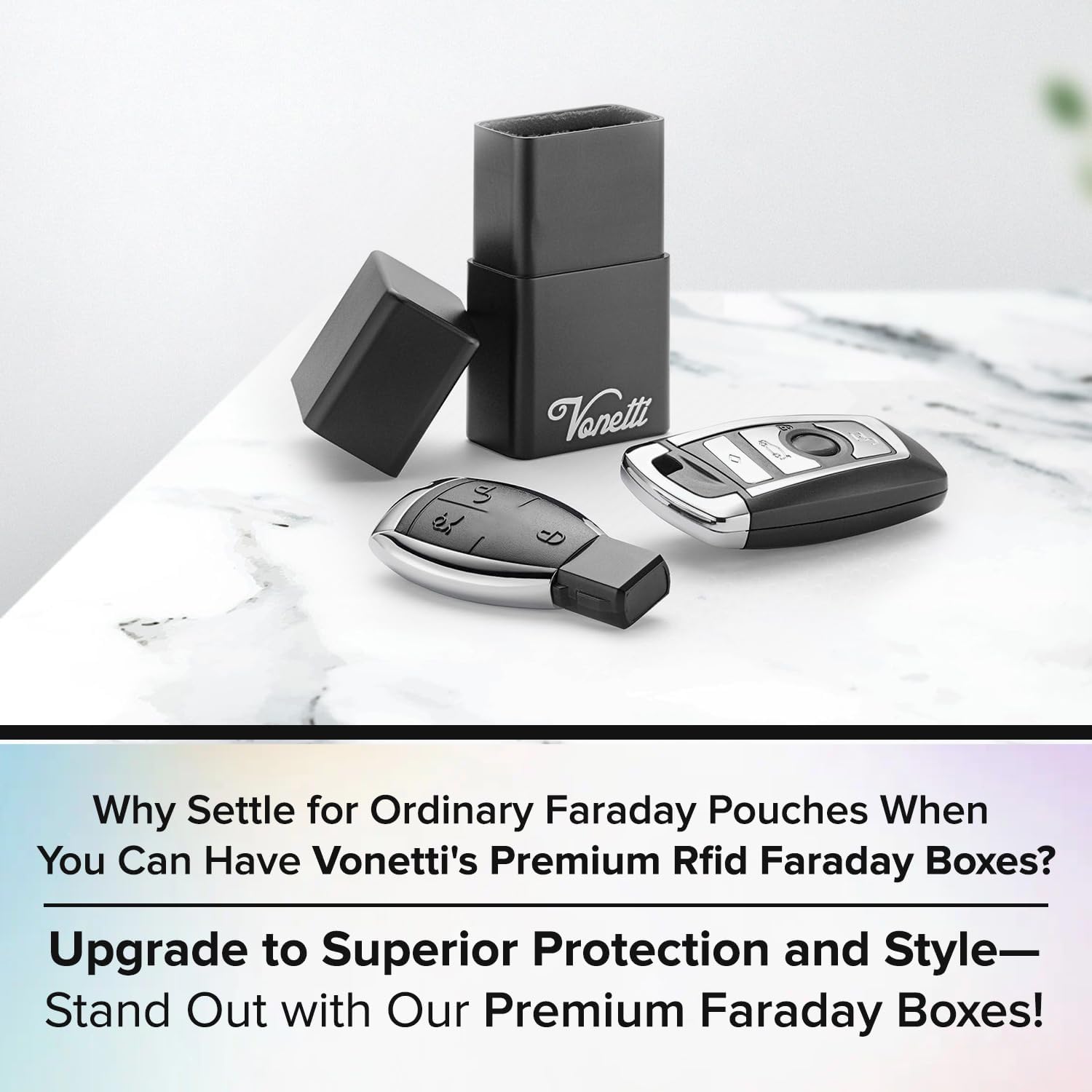 VONETTI Originale Faraday Box for Car Keys- Anti-Theft Car Key Signal Blocking Pouch, RFID Keyless Entry Key Fob Protector & Blocker Blocking Cages- Car Accessories Gift for Men and Women - Image 9