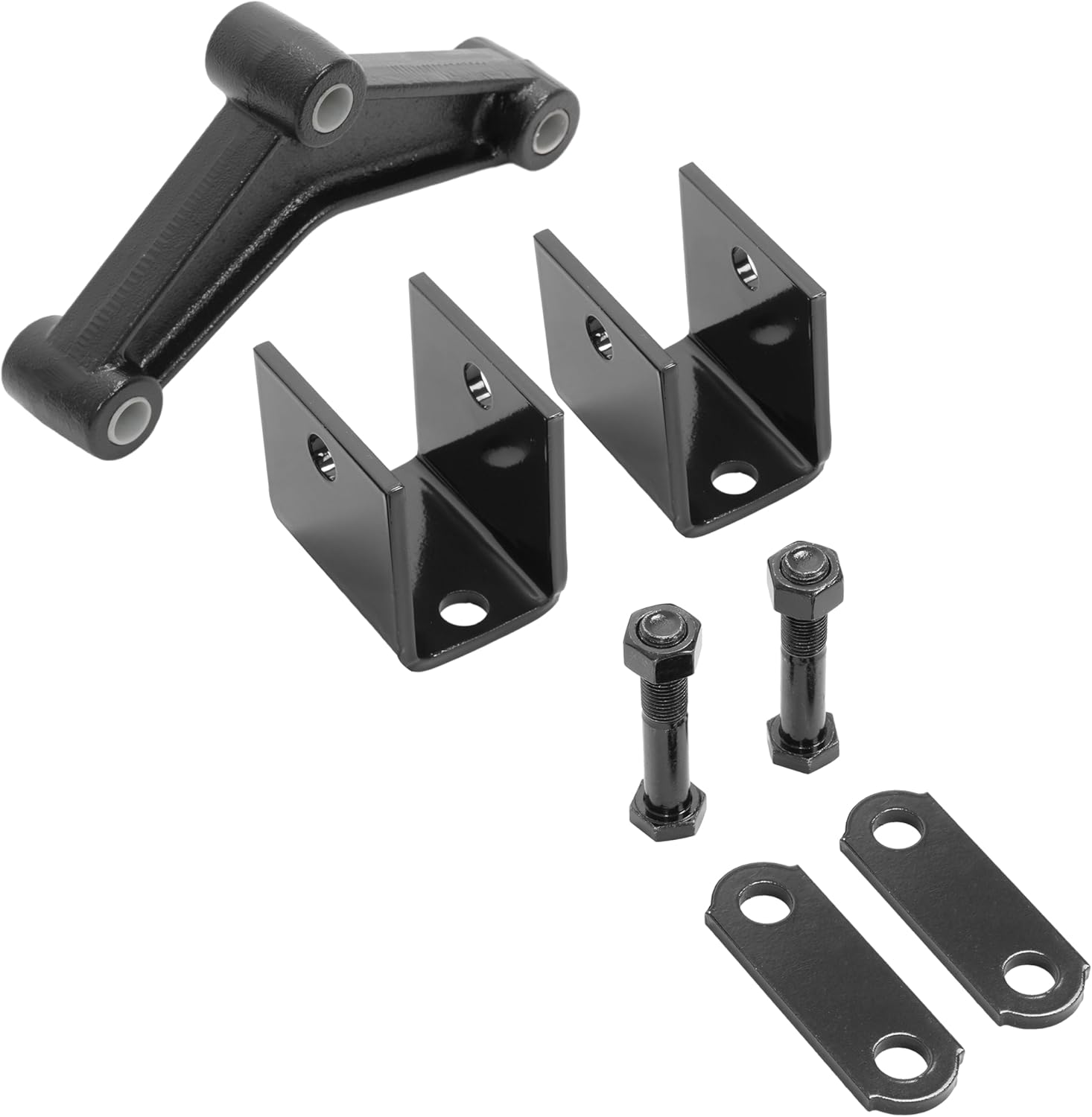KUAFU Trailer Leaf Spring Hanger Kit for Double Eye Springs(3.5K -5.2K Axles), Tandem Trailer Axle Suspension Shackle Kit (Hanger Kit, Equalizer and Shackle Strap) 3500-7000 lbs Black