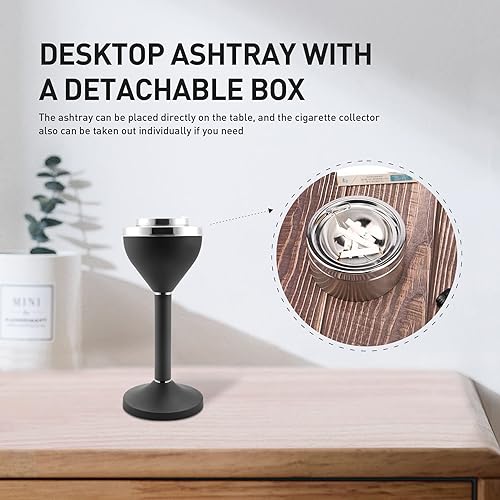 Miniatura 6 de Anfrere Cenicero de pie al aire libre para patio, bandeja exterior grande y alta para eliminación de receptáculos de cigarrillos, ceniceros de metal