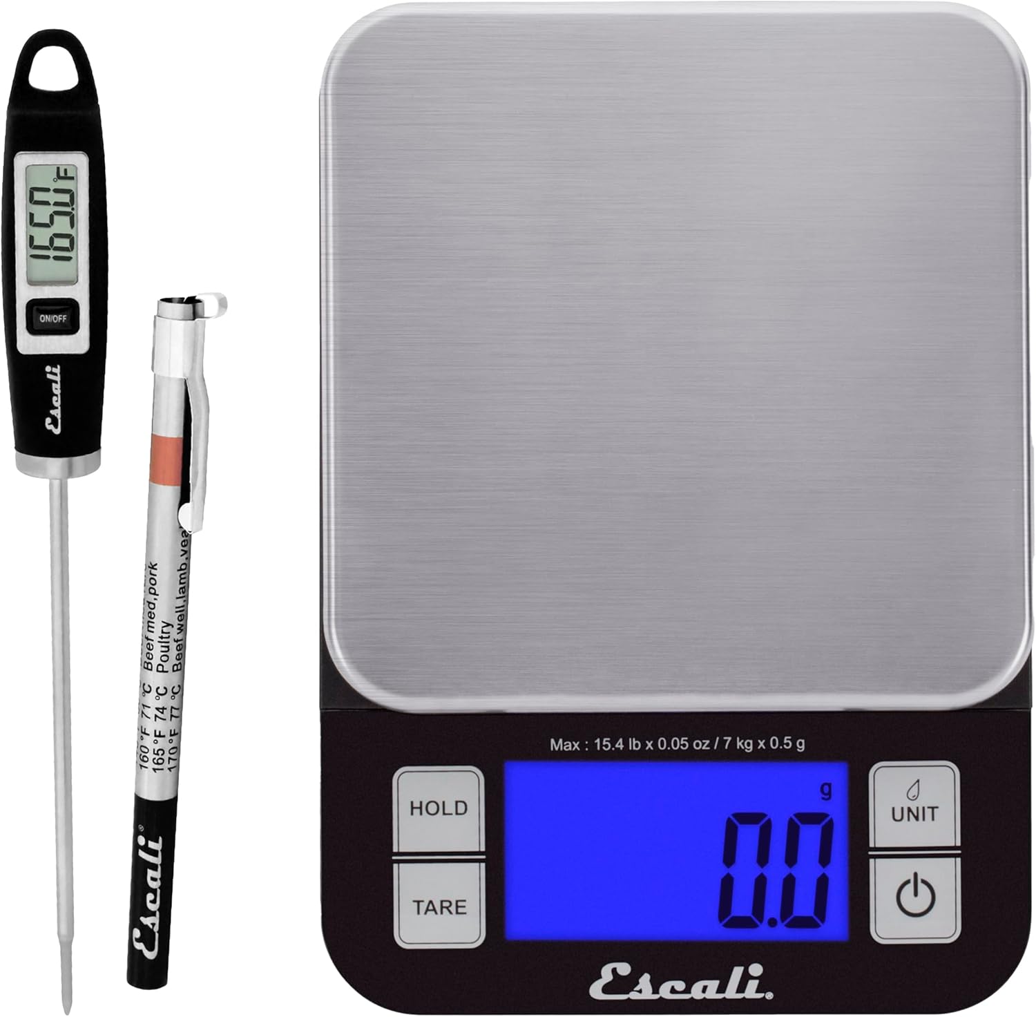 Escali Kitchen Scale and Thermometer Kit, Includes Nutro Digital Food Scale and Gourmet Digital Thermometer