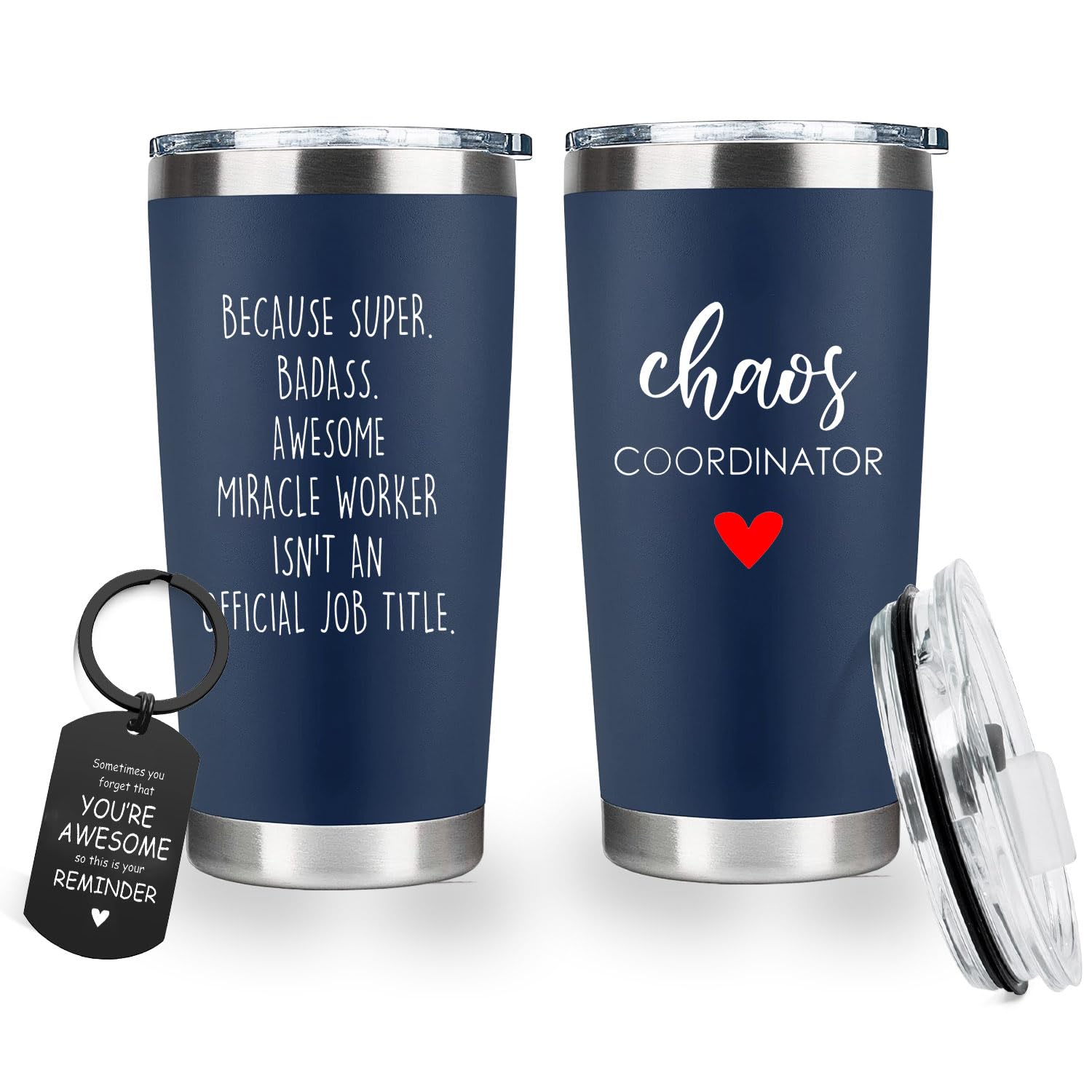 CHICKOR Chaos Coordinator Tumbler 20oz - Funny Gifts for Women, Stainless Steel Insulated Cup with Lid & Straw, Travel Mug for Work, Boss, Coworker,