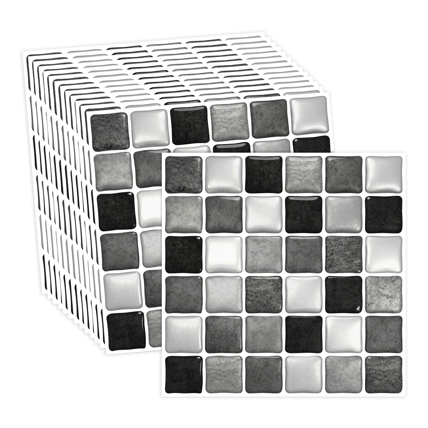 20 Sheets 3D Grey Mosaic Stick on Tiles, Peel and Stick Wall Tile Stickers