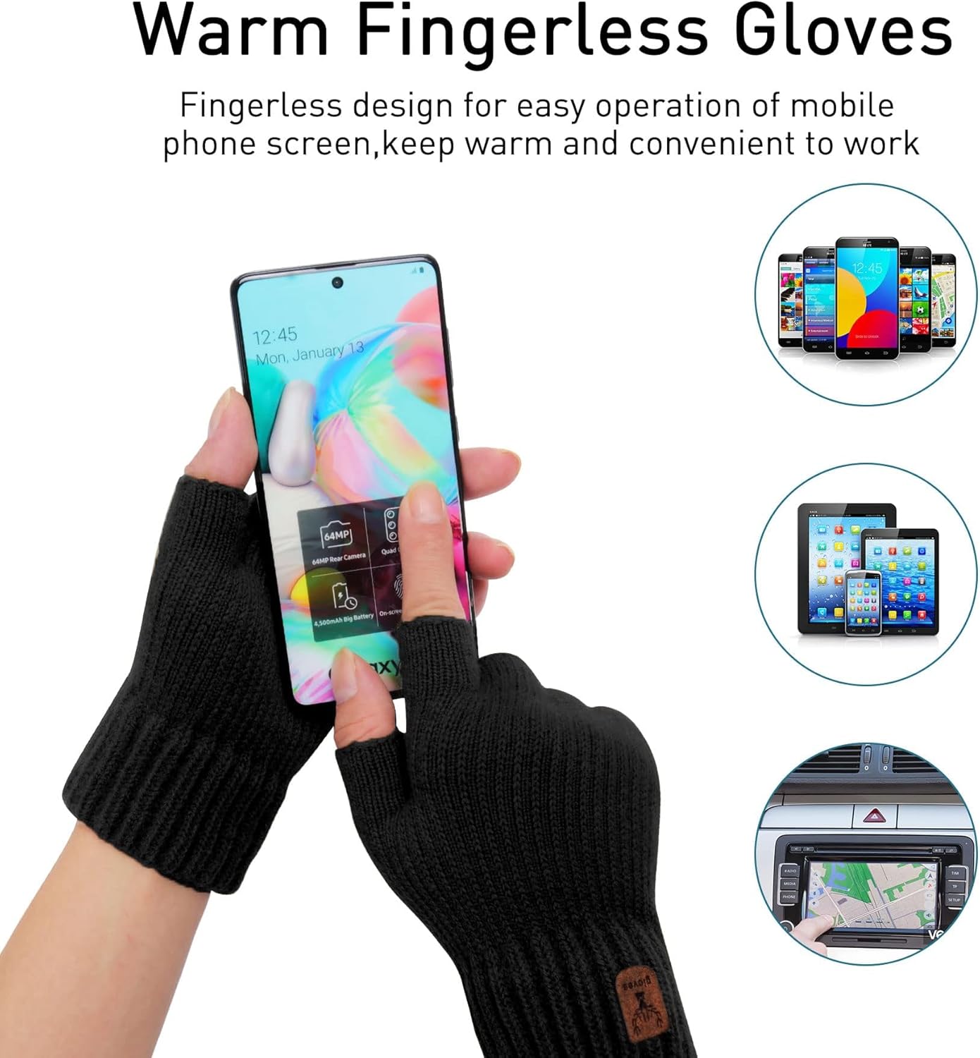 LADES Fingerless Gloves Thermal Winter Gloves Warm Knitted Half Finger Gloves Mittens for Men Women Typing Driving Working - Image 4