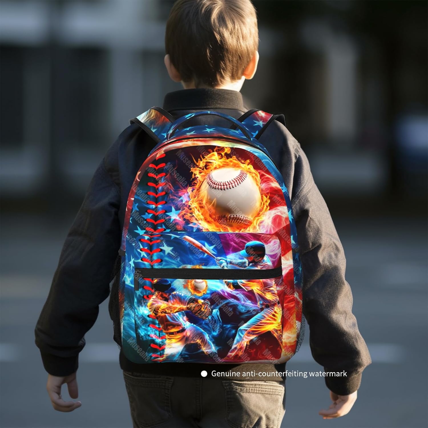 Baseball School Backpack for Boys Baseball Backpack for Kids Students Children Teens Elementary Middle School Lightweight Waterproof Kids Backpacks Boys Backpacks for Age 6-18 - Image 3