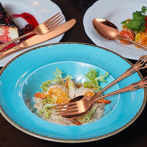 Miniatura 285 de A·HOUSEWARE - Juego de cubiertos iridiscentes con diseño hueco, 20 piezas, acero inoxidable, incluye tenedores, cucharas, cuchillos, utensilios