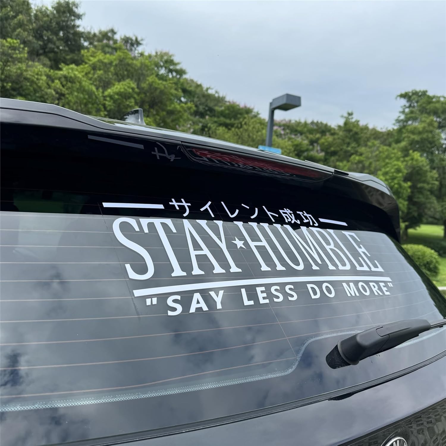 Car Styling Vinyl Sticker for Words Stay Humble SAY Less DO More Decal Auto Front Rear Windshield Window Applique (White, 55x20.6cm)