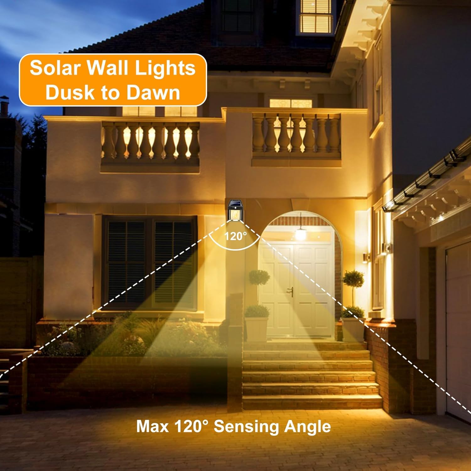 Solar up down wandlamp zwart op zonne-energie | Warm wit licht