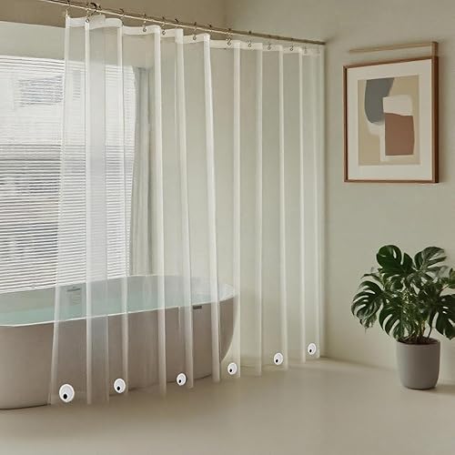 Miniatura 18 de Cortina de ducha de 40 x 36 pulgadas con 3 imanes, plástico de vinilo EVA, impermeable, resistente, pequeñas y cortas, 40 pulgadas de ancho x 36