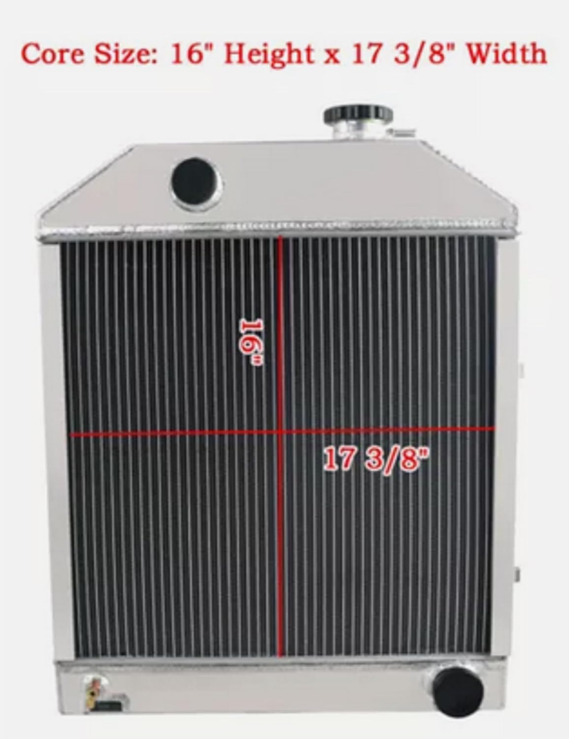 C7NN8005N Aluminum Radiator Compatible For Ford Tractor 3910 4110 420 445 4610 515 530A 531 532，3-Row Full Aluminum Ford Tractor Radiator