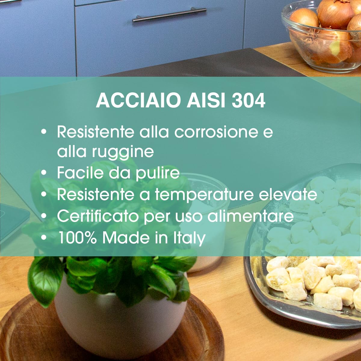 Oppaha - Spianatoia da Cucina in Acciaio Inox - Spianatoia per Impastare e Lavorare la Pasta - Piano da Lavoro Resistente e Igienico - Extraspessore 1,5 mm - 60x50 cm