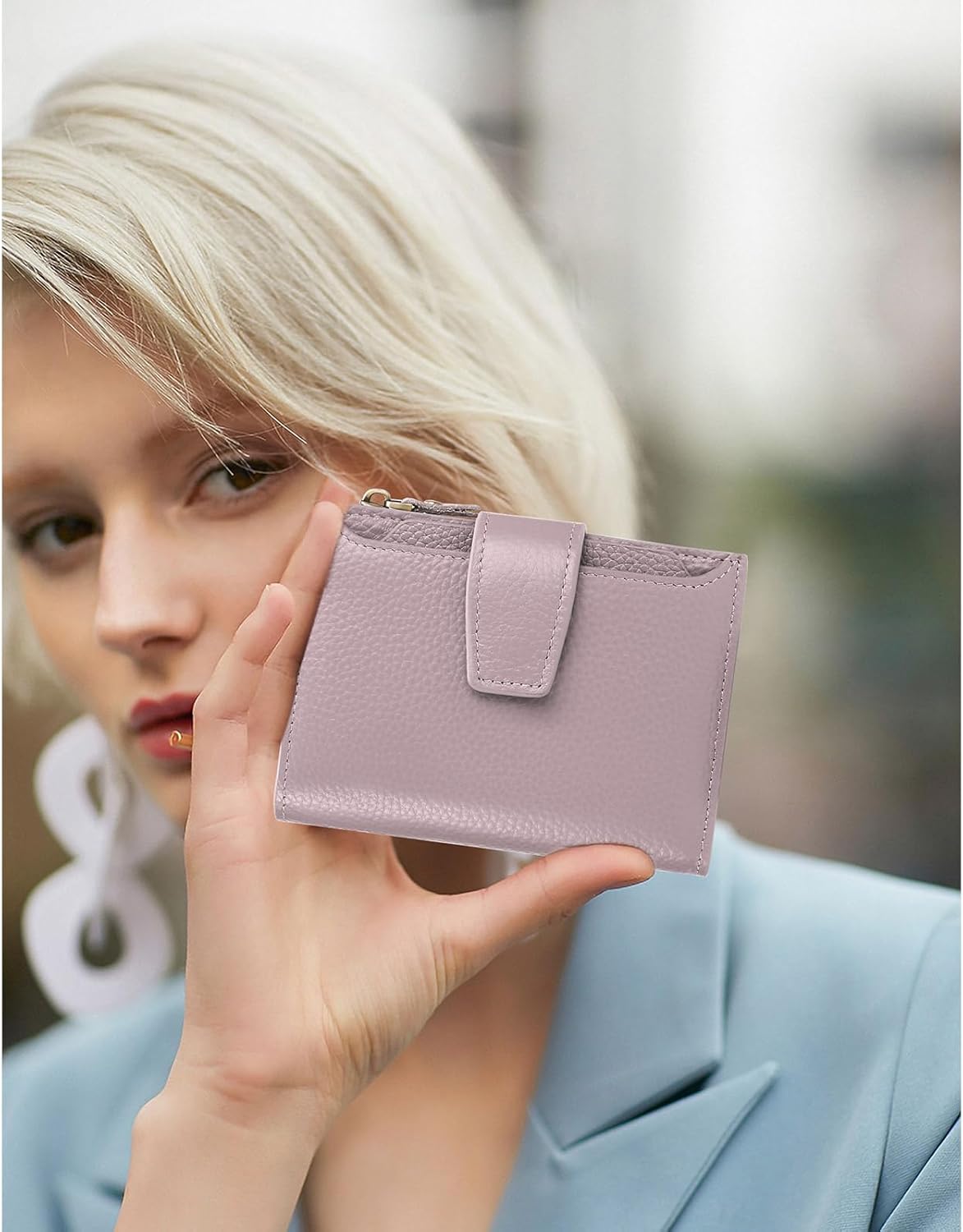 FALAN MULE Small Wallet for Women Leather Bifold Compact RFID Blocking Small Womens Wallet Purse