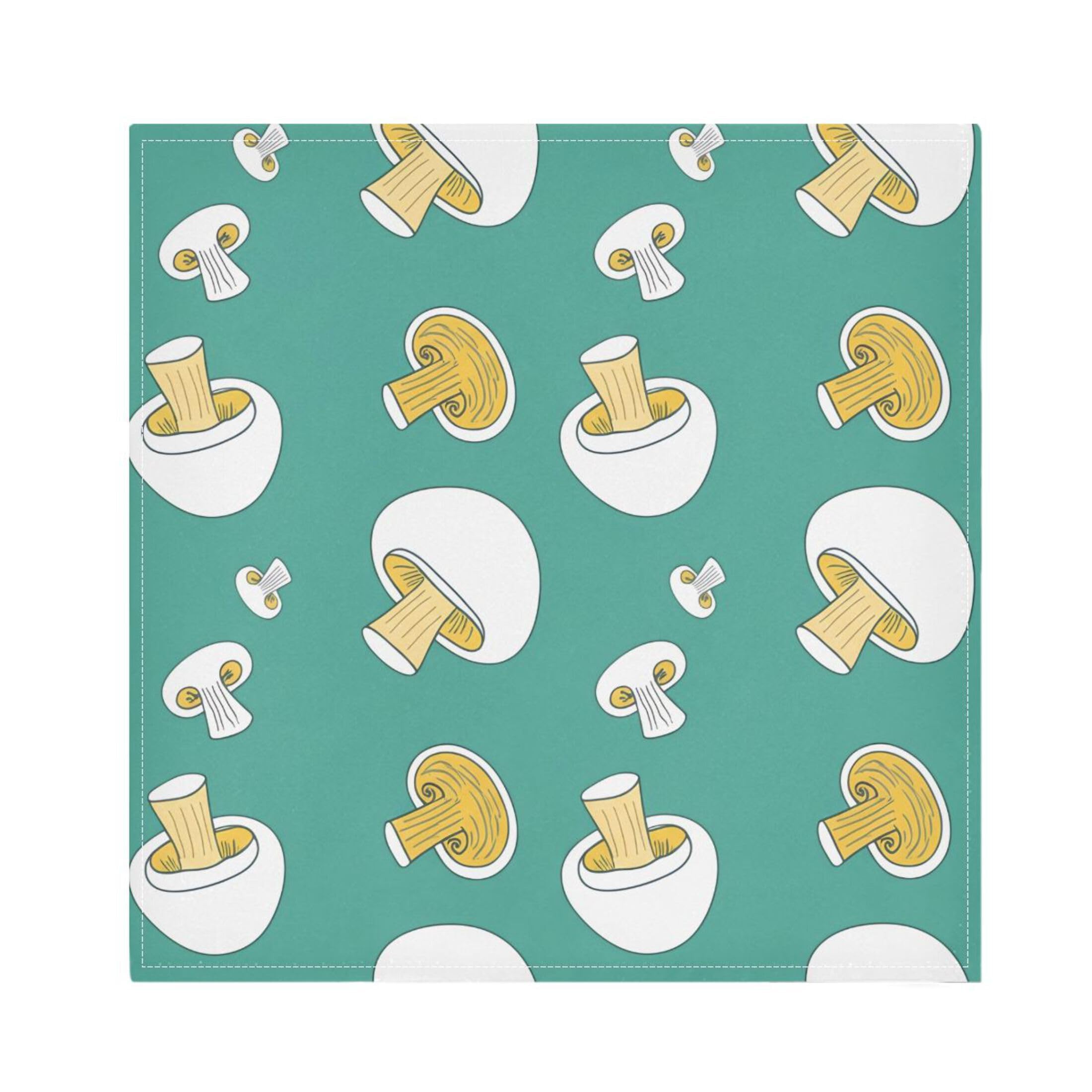 Fuauuyl Cloth Napkins Set of 6 Mushrooms on Teal Dinner Napkins 20x20 in, Washable & Reusable Fabric Table Napkin for Dining Parties Holiday, Eco-Friendly