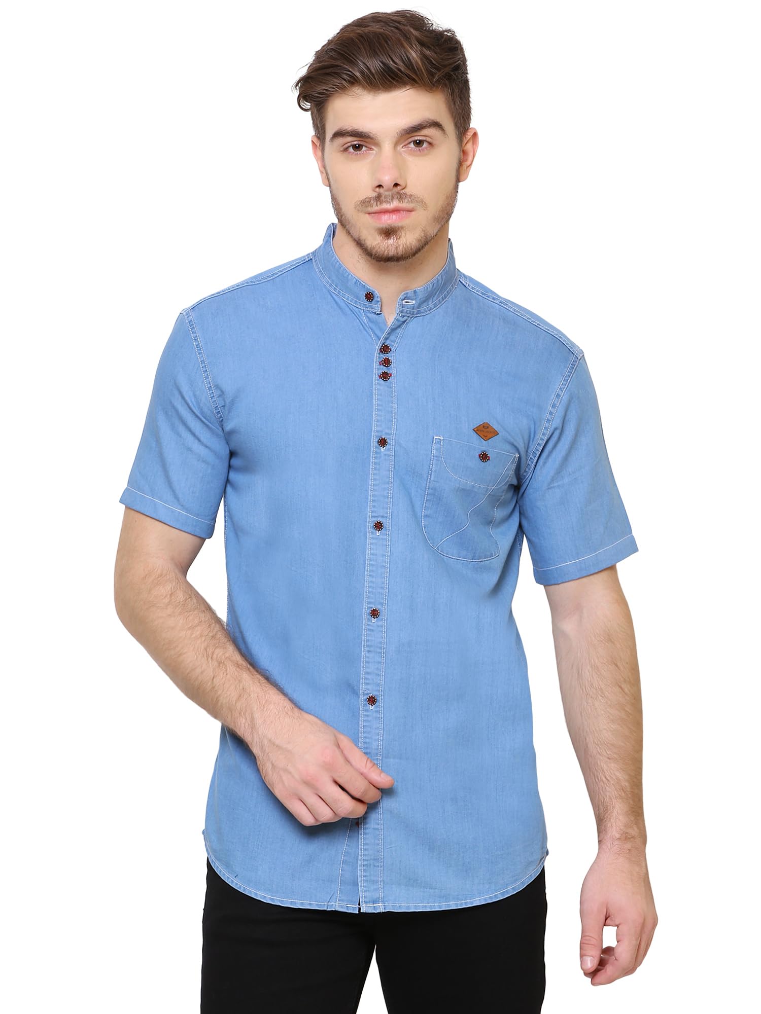 kuons avenue Men's Half Sleeve Casual Denim Shirt | Denim Shirts for Men Half Sleeves-picture-17