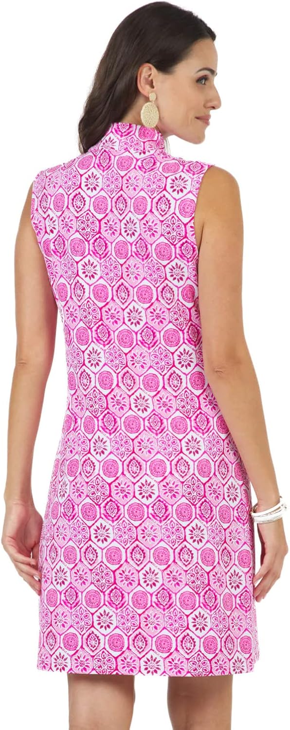 IBKUL Athleisure Wear Sun Protective UPF50+ Icefil Cooling Quick Dry Terra Print Sleeveless Mock Dress – 58264 Seafoam/Blue Terra S