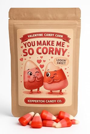 You Make Me So Corny Candy Corn - Punny Valentine Cupid Corn Candy Gift for Couples & Sweethearts, Pink Red and White Candy Cheeky Pun Cute Romantic Presents