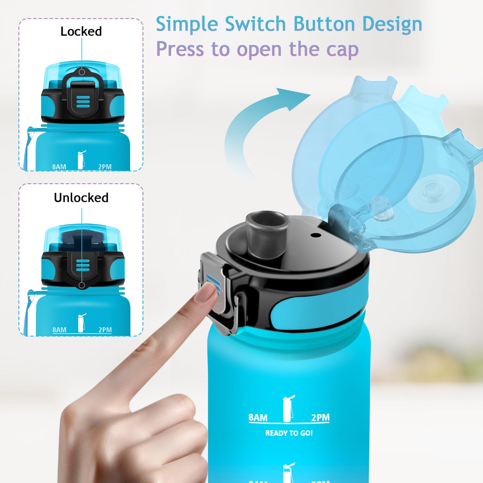 Vikaster Bottiglia acqua, Borraccia 500ml, Senza BPA & Prova di Perdite, Borracce per Bambini, Adulto, Bici, Scuola, Ufficio, Yoga, Palestra, Campeggio