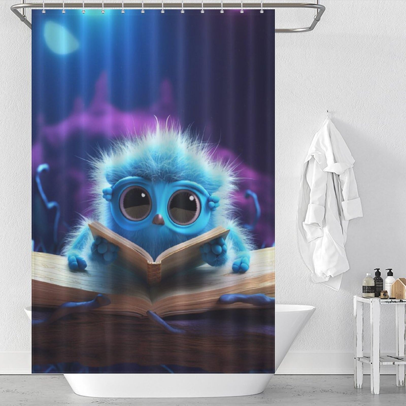Rideau de douche imperméable araignée en tissu polyester facile à nettoyer pour salle de bains