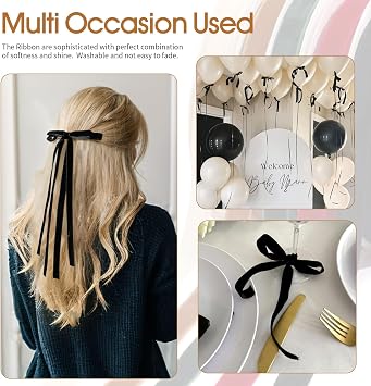 VOBOBE Black Velvet Ribbon 50 Yards 3/8 Wide Single Face Velvet Ribbon for Gift Wrapping Bow Christmas Decoration (Black, 3/8 Inch)
