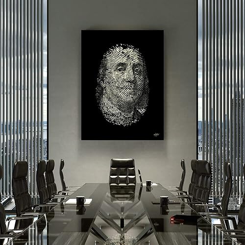 Miniatura 2 de Inktuitive Lienzo inspirador de huellas dactilares Benjamin Money  Decoración motivacional para dormitorio, sala de estar y oficina de negocios,