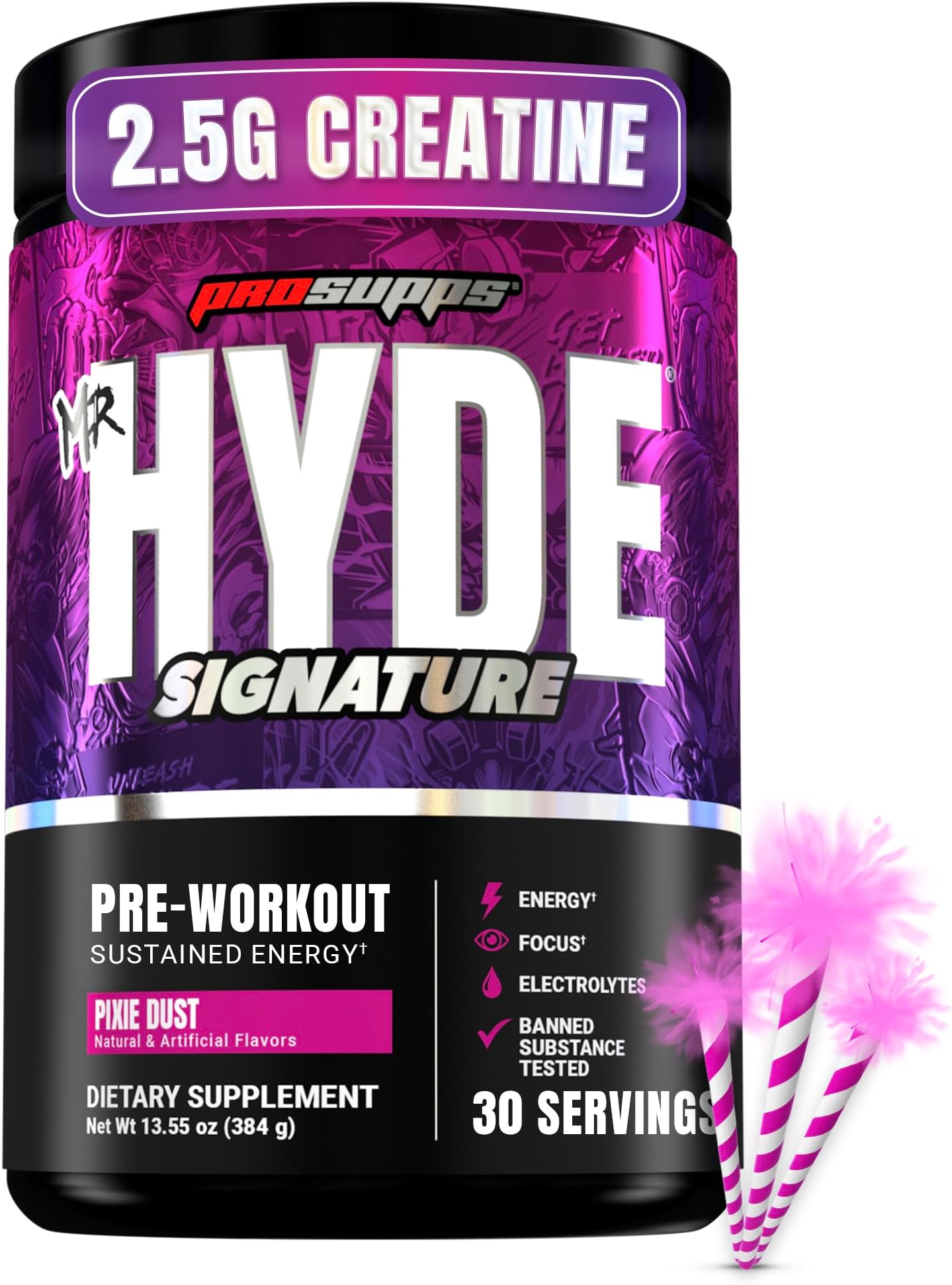 ProSupps Mr. Hyde Signature V2 Pre Workout Powder with Creatine, Pixie Dust | Beta Alanine & Caffeine - Performance, Energy, & Endurance - Clean Fitness & Gym Supplements for Men & Women, 30 Servings
