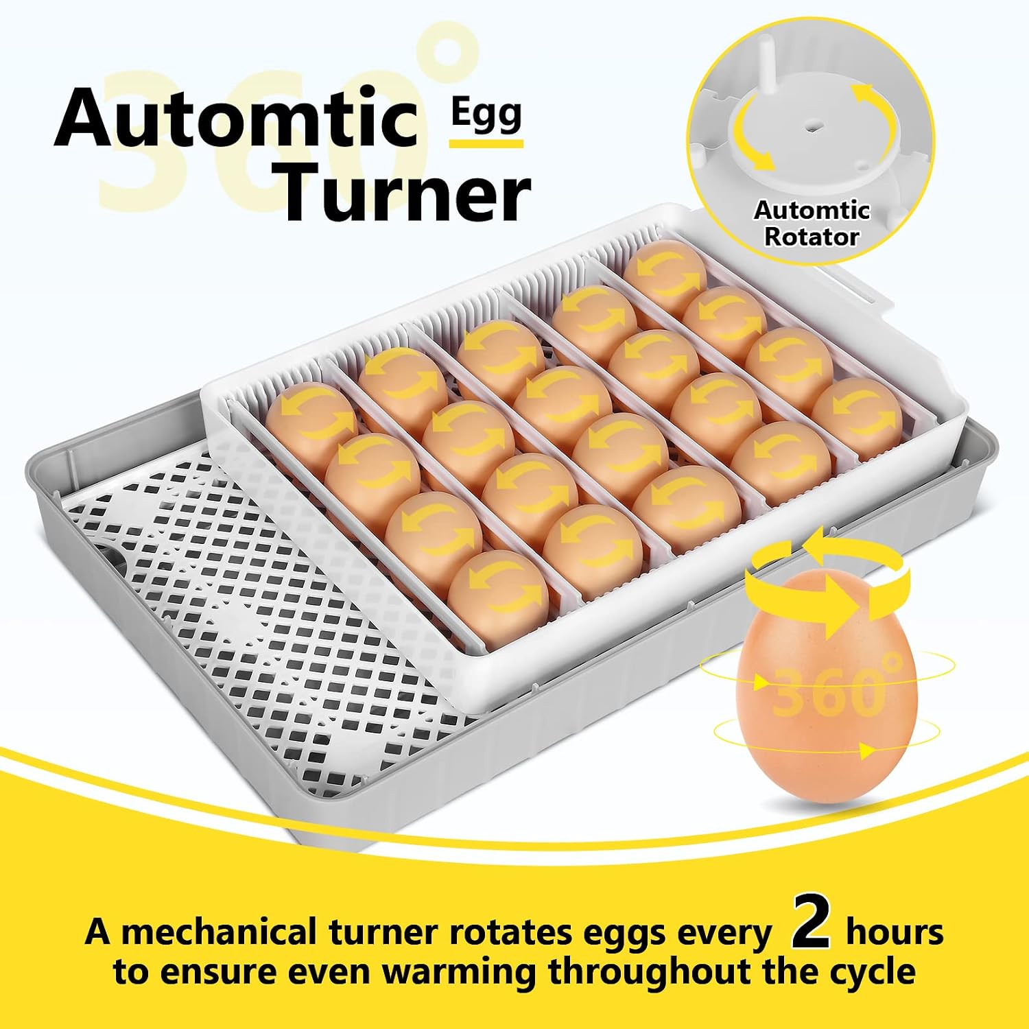 Egg Incubator, 20 Eggs Poultry Hatcher with Auto Egg Turn & Temp Control & Led Candler, Automatic Digital Poultry Hatching Machine for Chicken, Duck, Quail, Goose Eggs