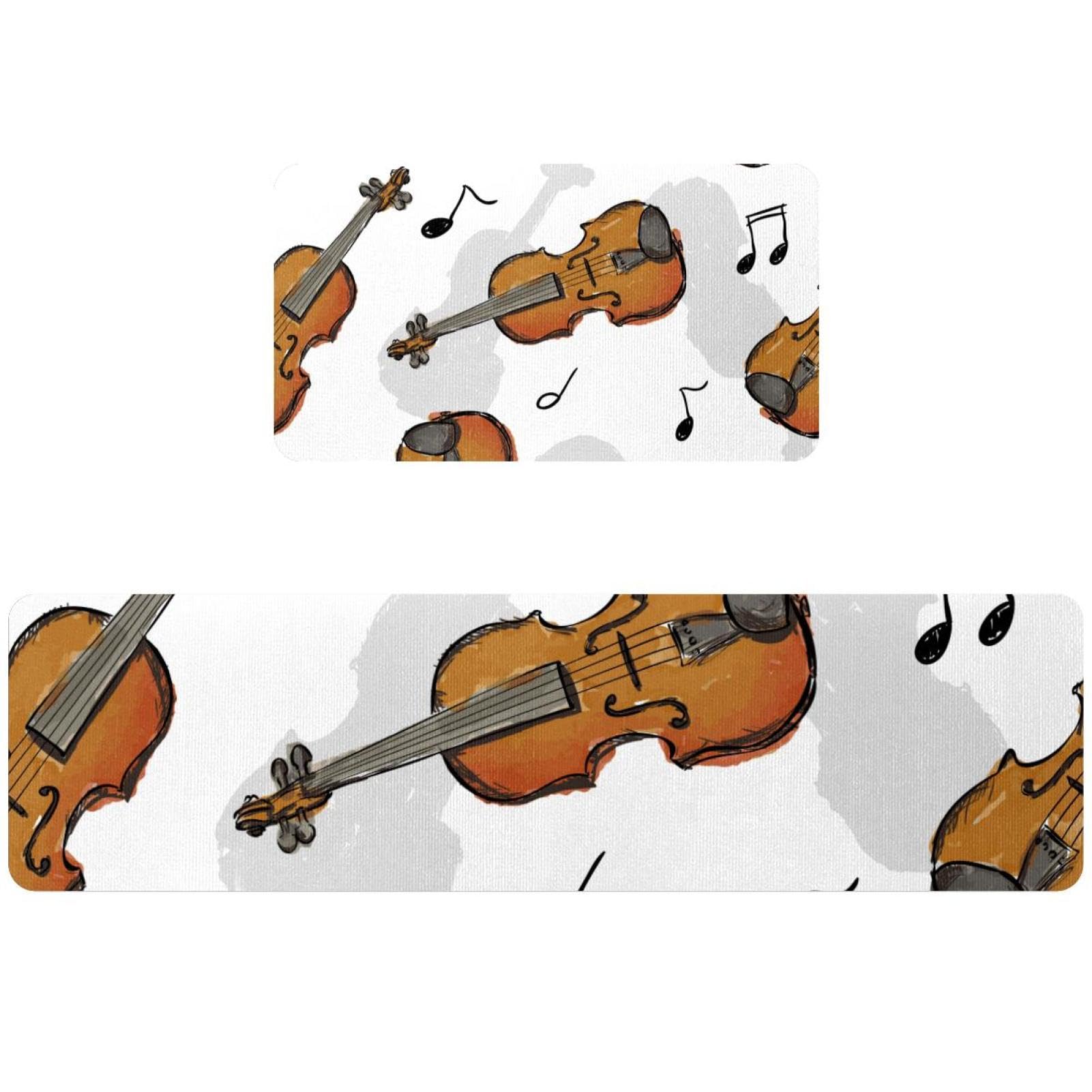 Set de 2 alfombrillas de cocina con violines lavables y cómodas