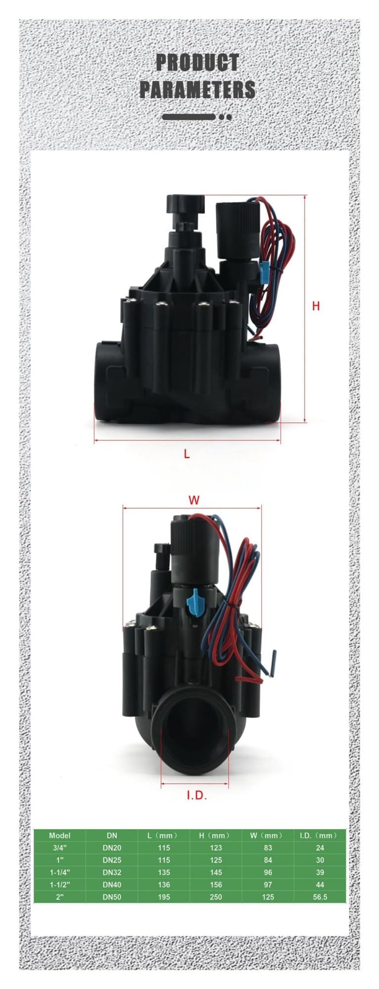 1 stücke 1/2 "3/4" 1 "2" Normal Geschlossen Magnetventil 220V 12V 24V Wasser Nylon Ventil DN32 DN40(3/4",220V)