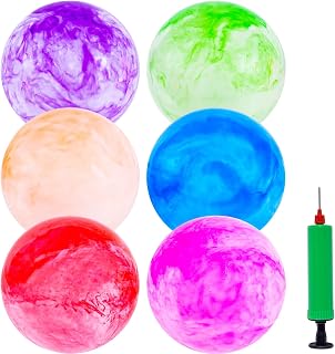 3otters 6 Pack 8.5 Inch Inflatable Playground Balls with Pump - Durable Bouncy Dodgeballs Kickballs for Kids Indoor Outdoor Fun