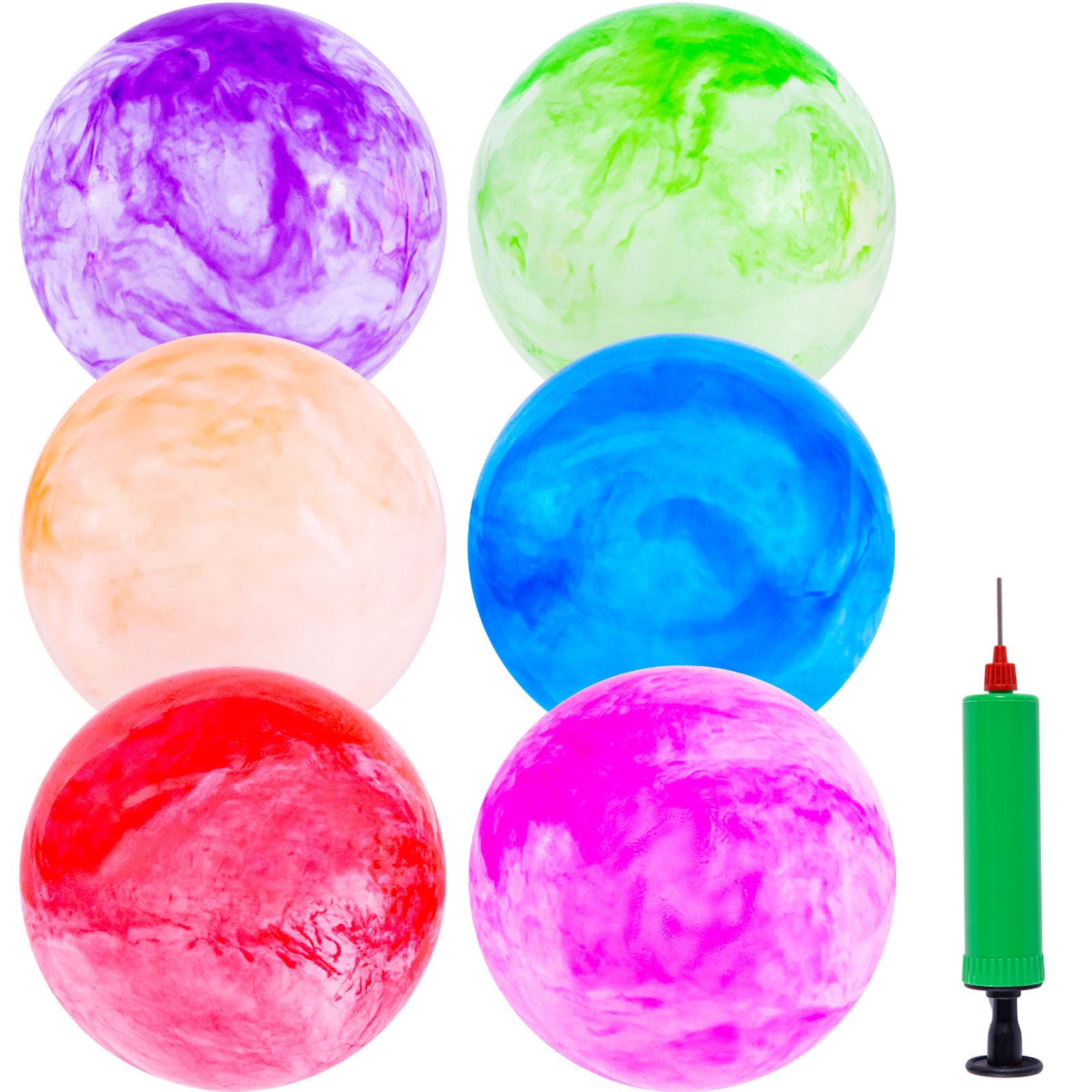 3 otters 6PCS Playground Balls, 8.5 Inche Inflatable Bouncy Balls with Pump, Kickball DodgeBalls, for Kids Indoor Outdoor Plays, Sports