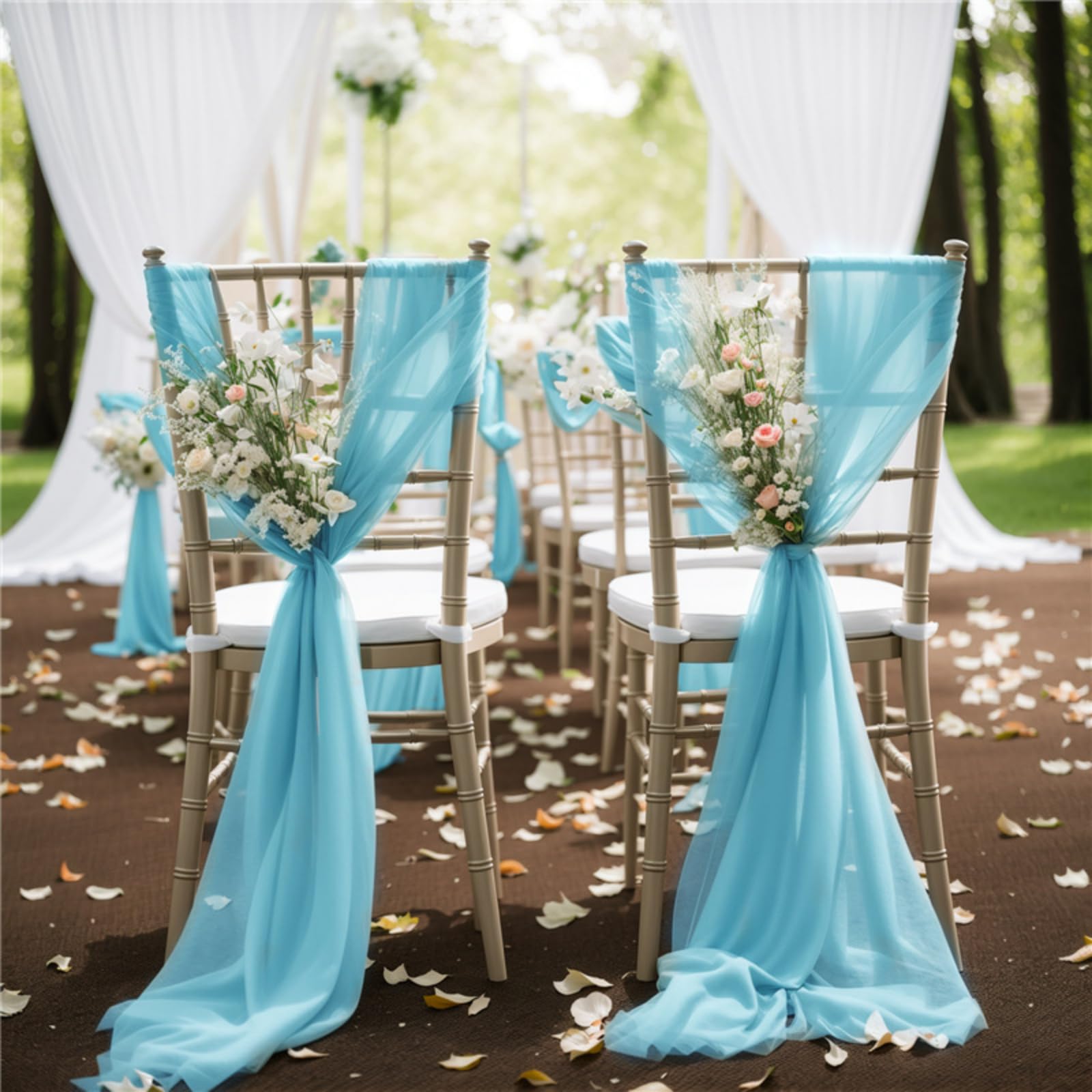 2 Stück Tüll Stuhlschleifen Schleifenband Chiffon Stoff Stuhllehne, 20×250cm Stuhlhussen Dekoband Weisser Tüll Deko Schleife Stuhl für Hochzeit, Kindergarten (10 Set,chihe)