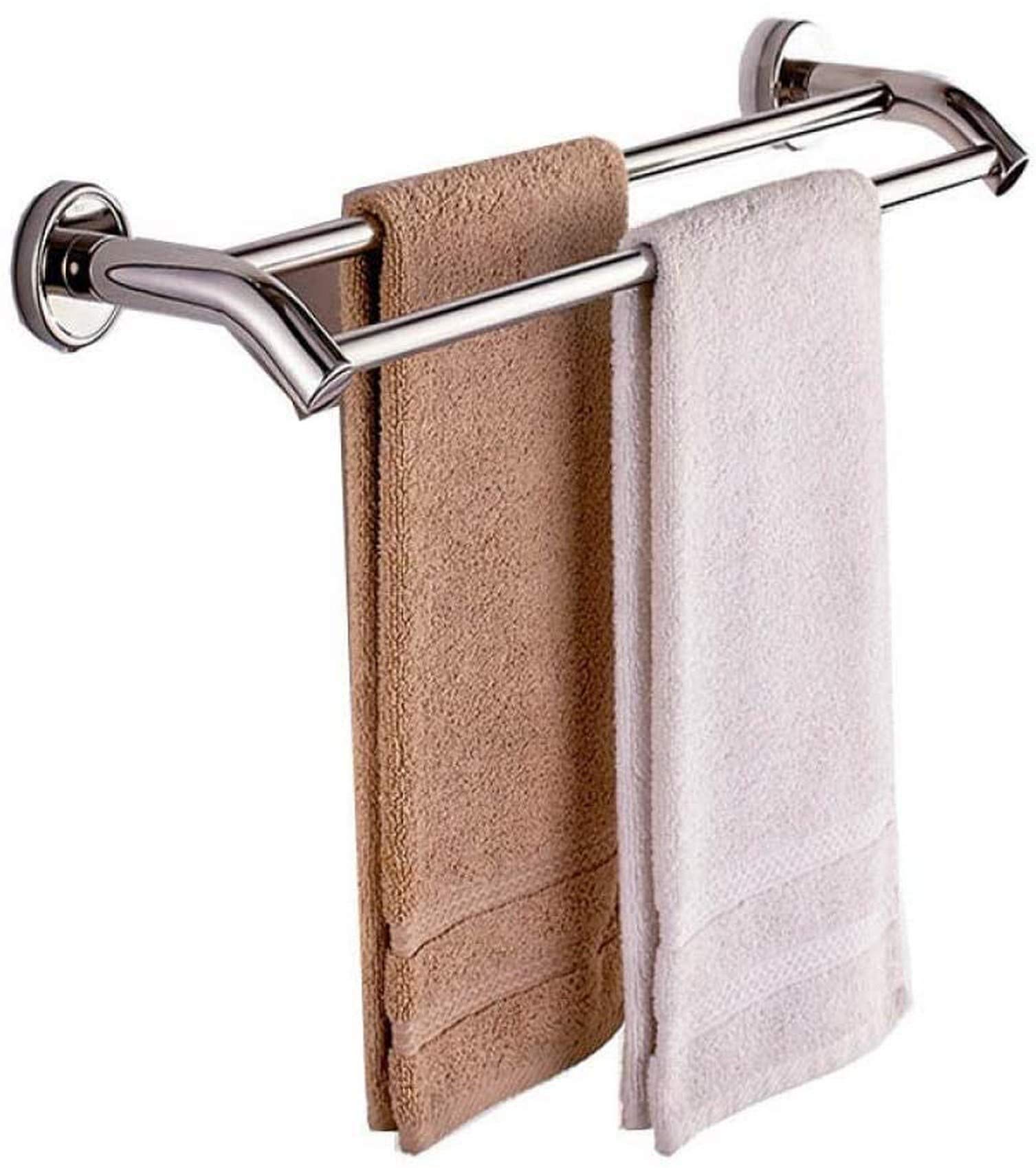 Portasciugamani a doppia barra da parete per bagno e cucina, finitura cromata, lunghezza 34 cm