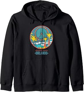 Adventure Awaits: Vibrant Orlando Eye Illustration Zip Hoodie