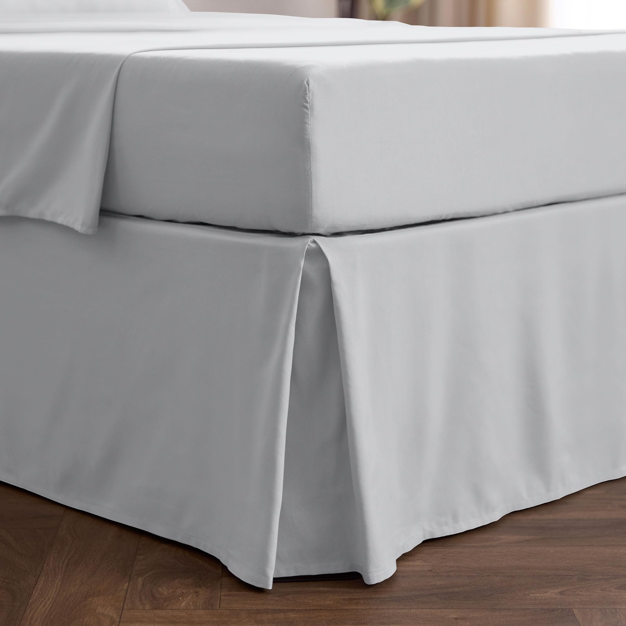 Mellanni Twin Bed Skirt - 15-Inch Tailored Drop Pleated Dust Ruffle - 1800 Soft Double Brushed Microfiber Bedding - Easy Fit, Hypoallergenic, Wrinkle, Fade, Stain Resistant (Twin, Light Gray)-image-47
