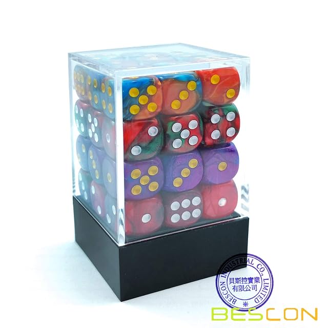 Foto 2 de 8 de Bescon D6 12mm 36pcs Set, 12mm Six Sided Die (36) Block of Dice, Assorted Gemini Colors of Jungle