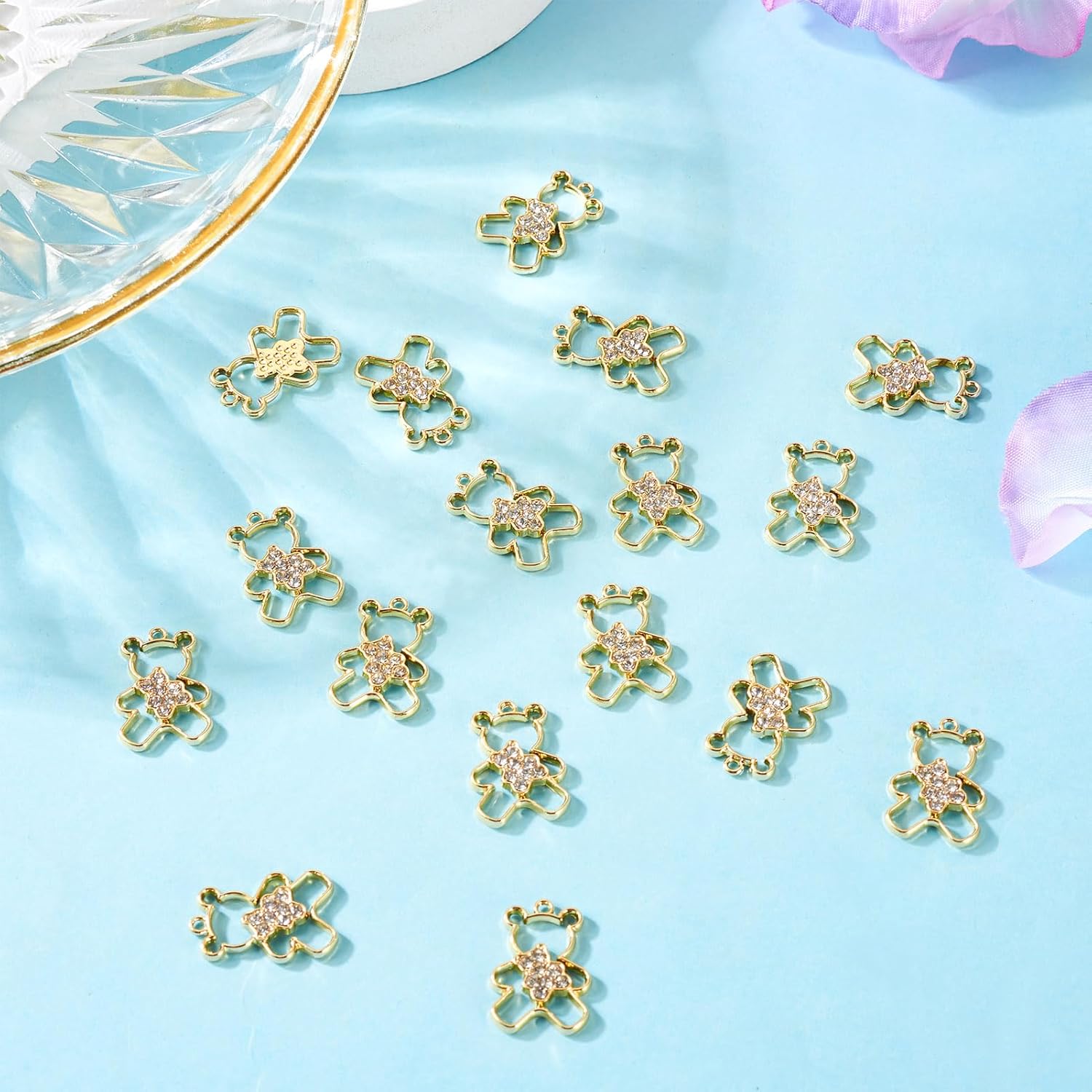 40Pcs Golden Bear Charms Alloy Crystal Rhinestone Hollow Gummy Bear Charms Cute Animal Metal Dangle Pendants Lovely Hang Ornament for DIY Crafts Earring Necklace Jewelry Making - Image 6