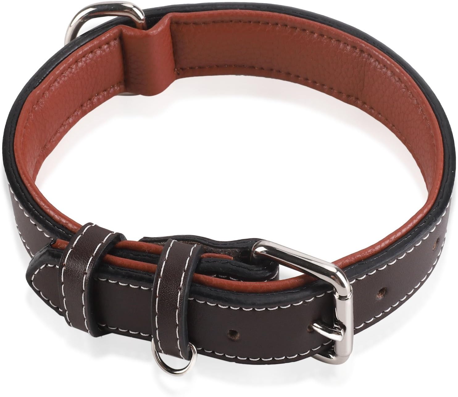 Epic Rogue Heavy Duty Leather Dog Collars, Soft Padded Full Grain Genuine Leather, Training Collar, Premier Pet Collar for Large Medium Female and Male Dogs (Brown, Red, Black)