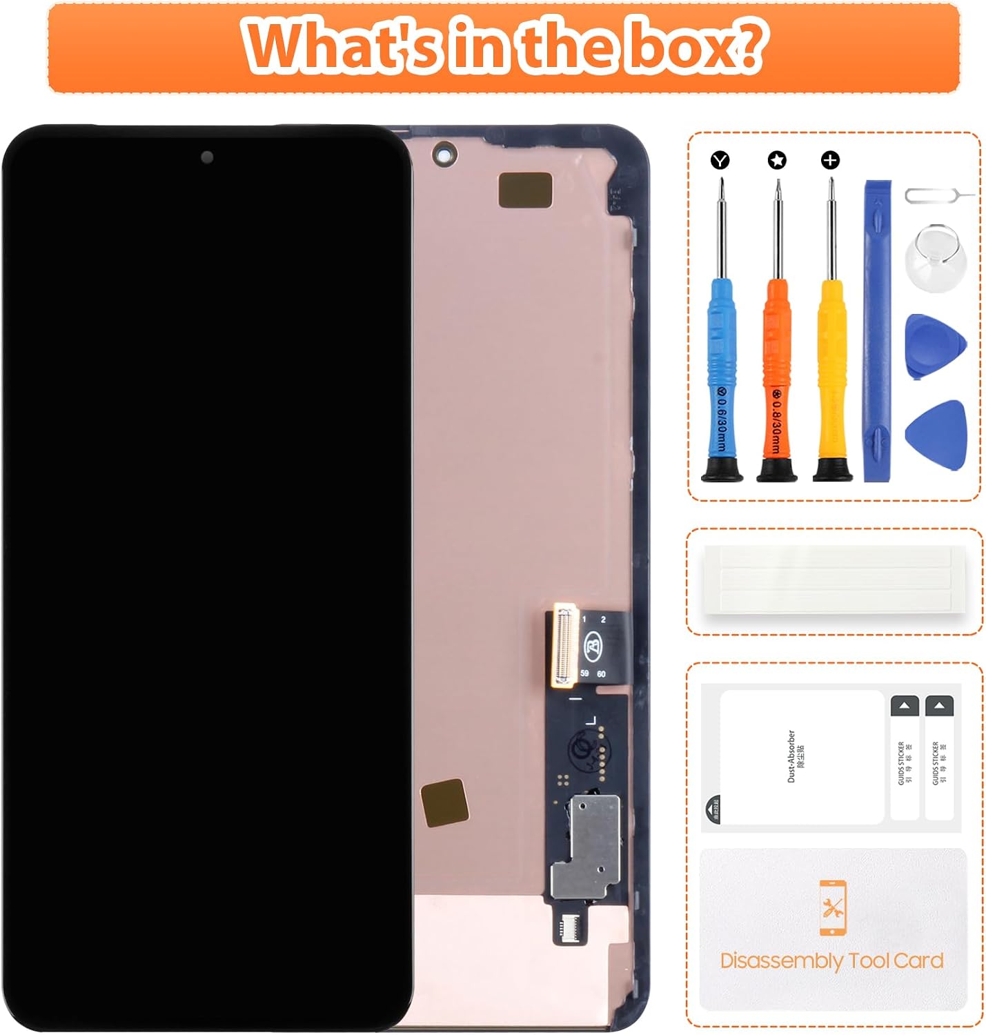 OLED Screen for Google Pixel 8 Pro 5G Screen Replacement for Pixel 8 Pro LCD Screen GC3VE,G1MNW Touch Display Digitizer Assembly Repair Parts (Black No Frame)
