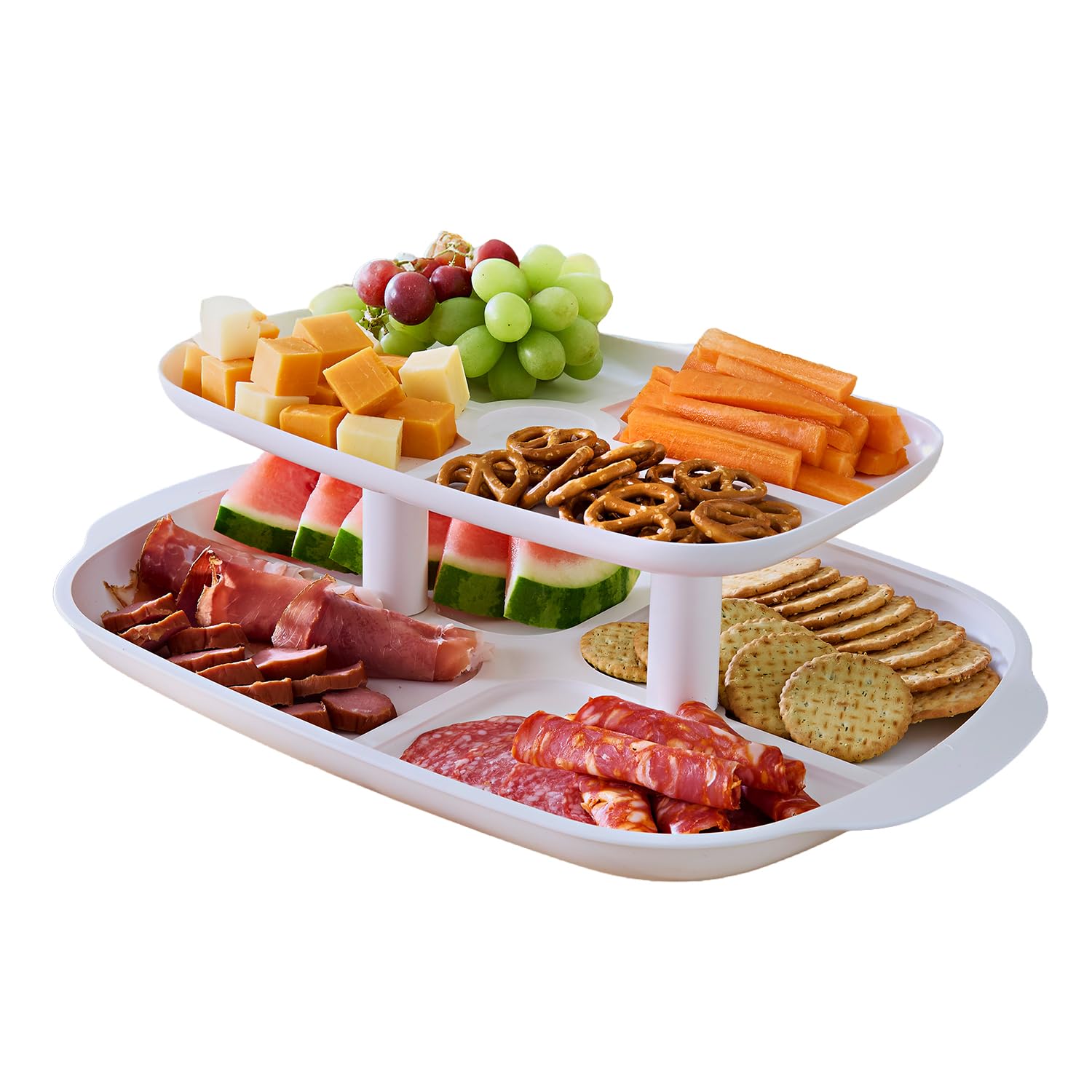 Coopers Of Stortford White - 2 Tier Serving Tray For Cakes Snacks And Canapés - Lightweight Food Display Stand For Indoor Or Outdoor Entertaining