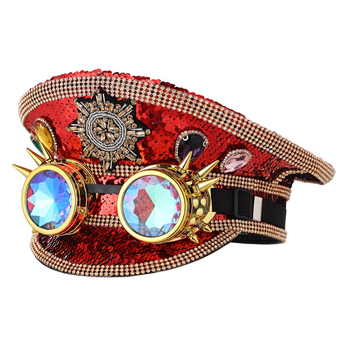 BPURB Kobiety dziewczyny steampunk rave styl kapitana kryształ górski cekinowy top kapelusz na festiwal karnawał Halloween cosplay