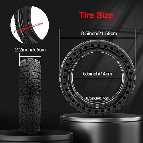 Miniatura 3 de BANGTING 2 piezas de actualización de neumáticos sólidos 50/75-6.1 para patinete eléctrico, neumáticos sin cámara de 8.5x2.0 para Gotrax GXL Negro