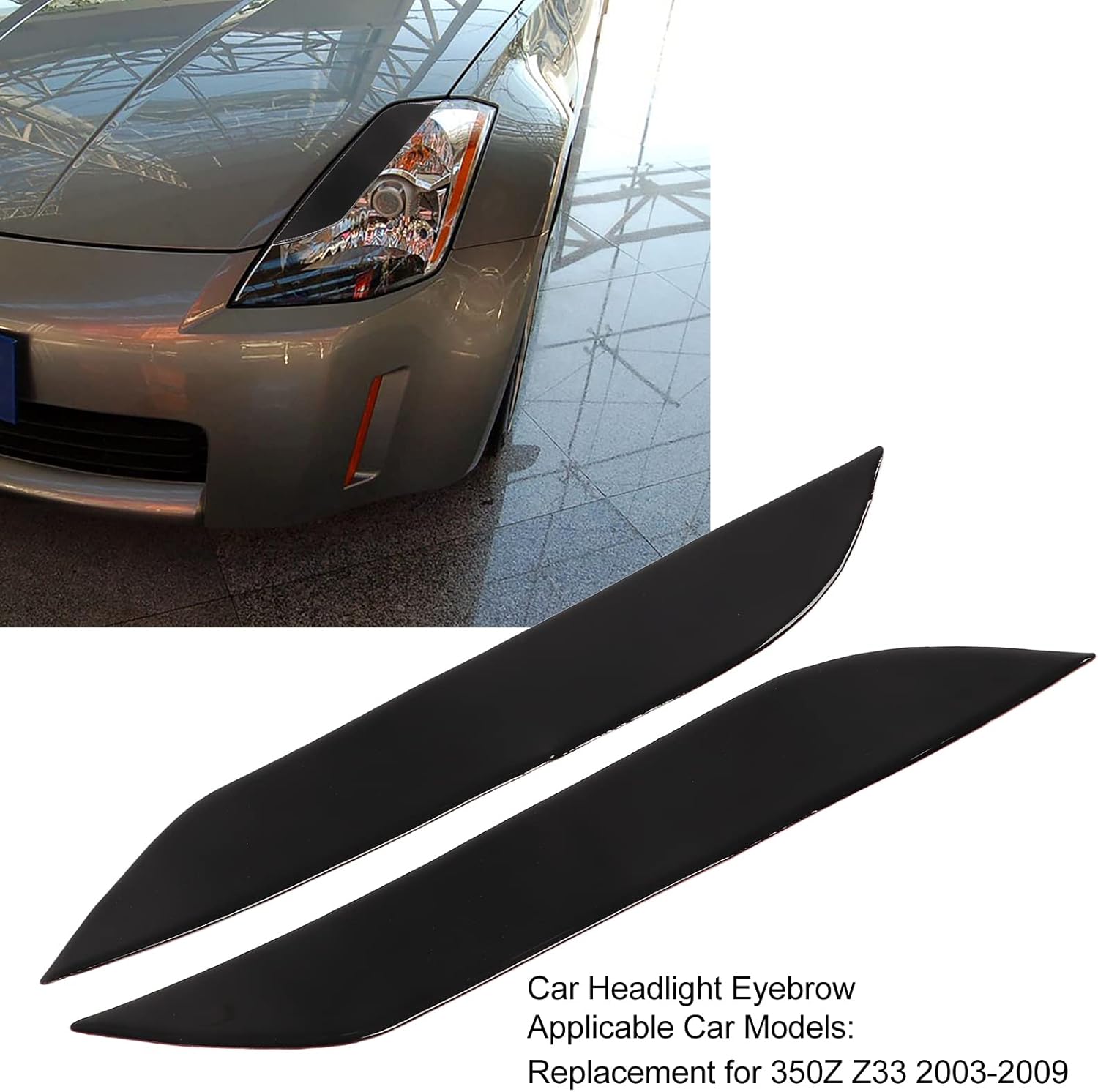 Headlight Eyelid 2pcs Headlight Eyebrow Eyelids Trim Decoration Car Light Eyebrow Compatible with 350Z Z33 2003‑2009